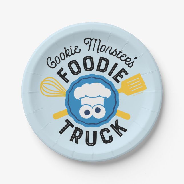 Cookie Monster's Foodie Truck Logo Paper Plate (Front)