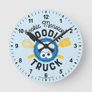 Cookie Monster's Foodie Truck Logo Round Clock