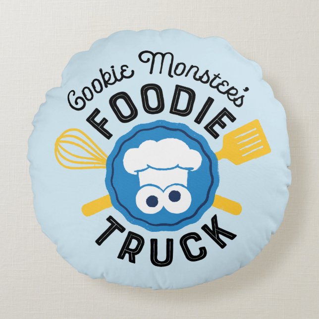 Cookie Monster's Foodie Truck Logo Round Cushion (Front)