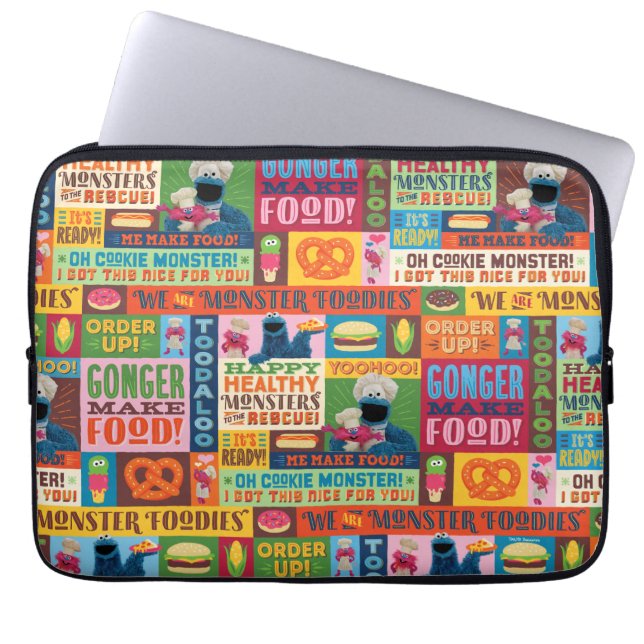 Cookie Monster's Foodie Truck Pattern Laptop Sleeve (Front)