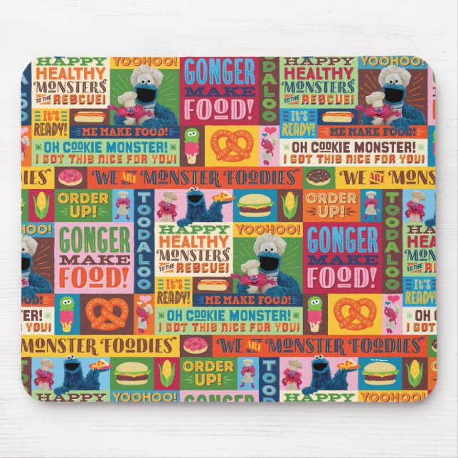 Cookie Monster's Foodie Truck Pattern Mouse Mat (Front)