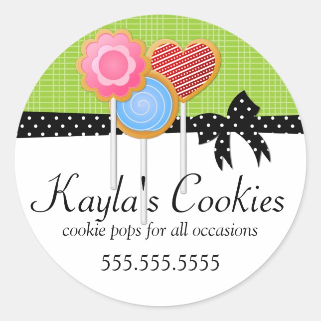 Cookie Pops Green Bakery Classic Round Sticker (Front)