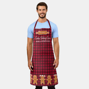 Cookie Red Plaid Gingerbread Monogram Baking Apron