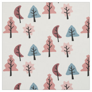Cookie Shape Tree Pastel Pink Holiday Pattern Fabric