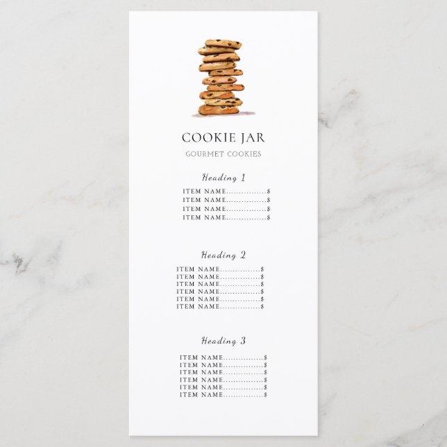 Cookie shop price list/ Menu Card White (Front)