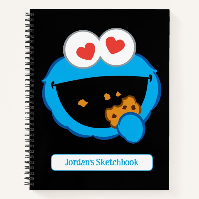 Cookie Smiling Face with Heart-Shaped Eyes Drawing Notebook (Front)