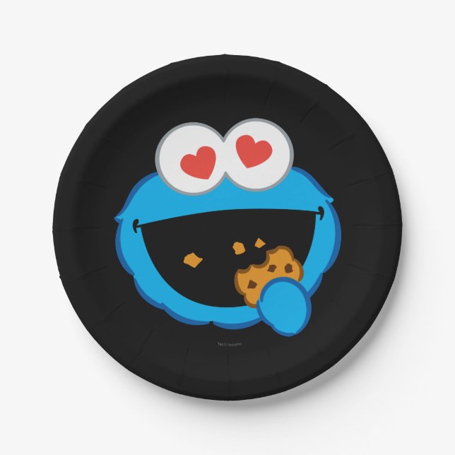 Cookie Smiling Face with Heart-Shaped Eyes Paper Plate (Front)