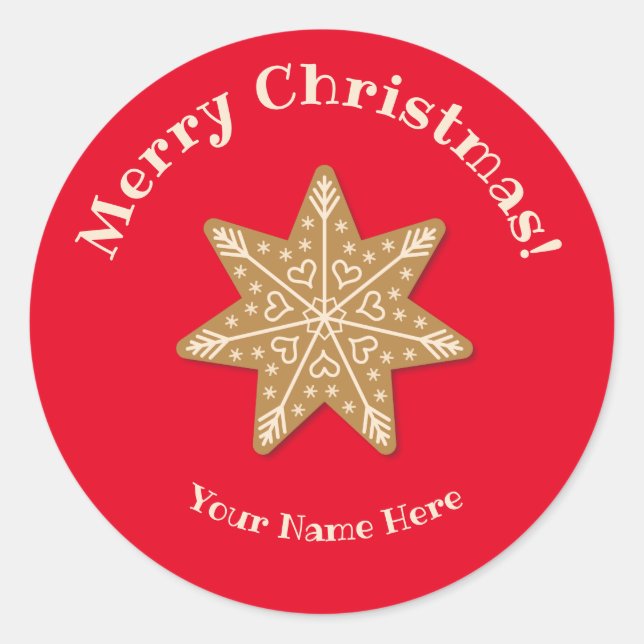 Cookie Snowflake Christmas Holiday  Classic Round Sticker (Front)
