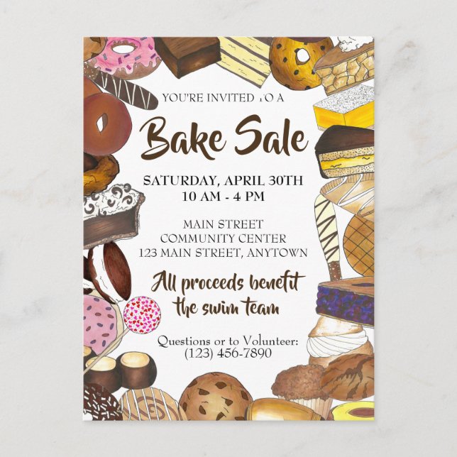 Cookie Swap Bake Sale Baked Goods Baking Invitation Postcard (Front)