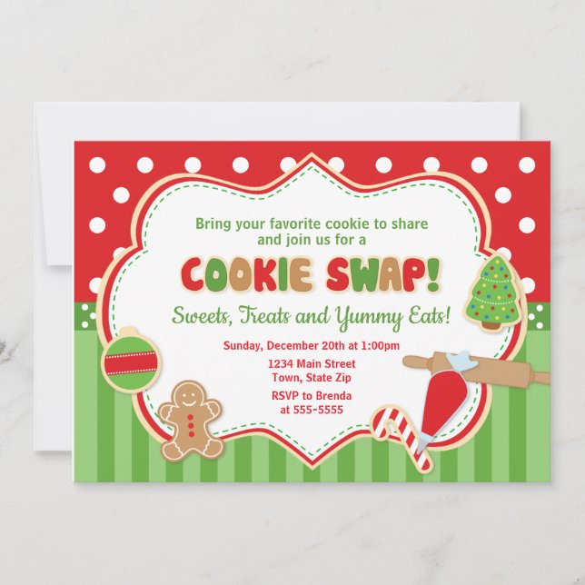 Cookie Swap Christmas Party Invitation Holiday (Front)