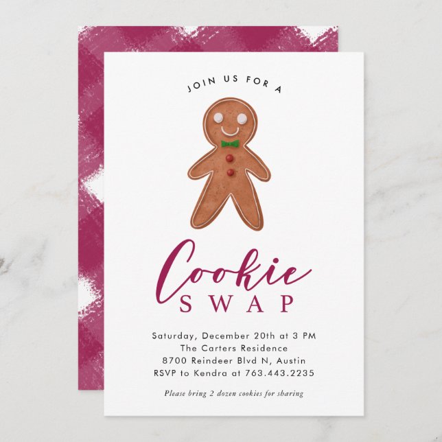 Cookie Swap Gingerbread Man Christmas Party Invitation (Front/Back)