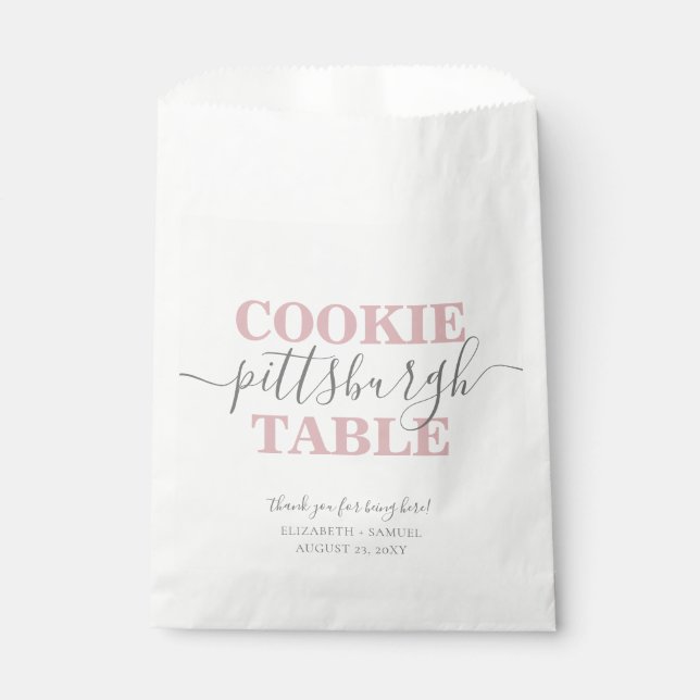 Cookie Table Personalised Pink Paper Favour Bags (Front)