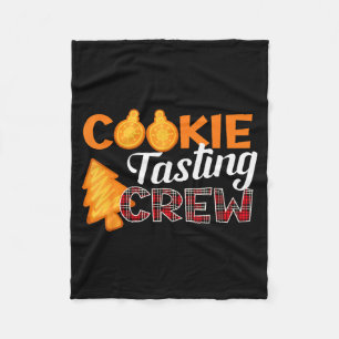 Cookie Tasting Crew - Funny Plaid Christmas Fleece Blanket