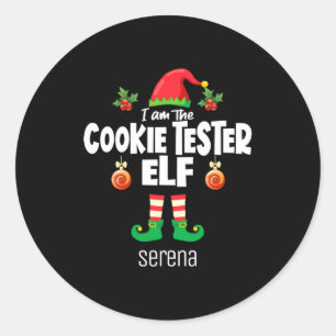 Cookie Tester Elf Family Matching Christmas Name Classic Round Sticker