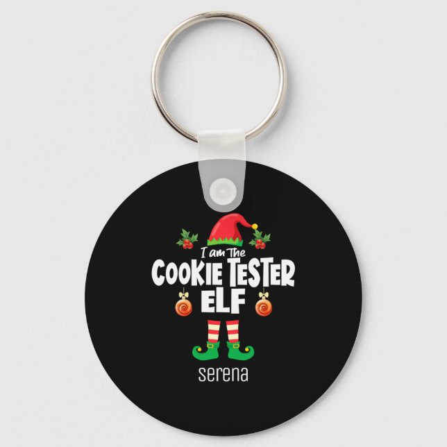 Cookie Tester Elf Family Matching Christmas Name  Key Ring (Front)