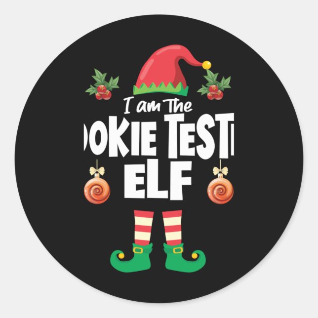 Cookie Tester Elf Family Matching Christmas Name T Classic Round Sticker (Front)