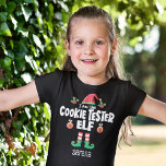 Cookie tester elf family matching christmas name T-Shirt<br><div class="desc">Get into the holiday spirit with this fun Cookie Tester elf t-shirt which is part of a matching family elf outfit collection containing gifts for any member of the family. Perfect for any Christmas family reunion, or as a family matching pajama, this t-shirt features a cute elf hat and legs,...</div>