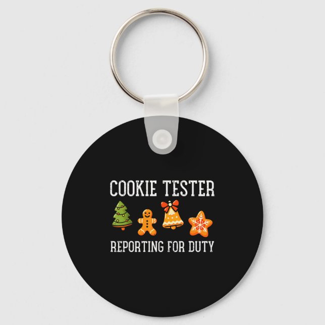 Cookie Tester Rerting Duty Funny Christmas Xmas Ki Key Ring (Front)