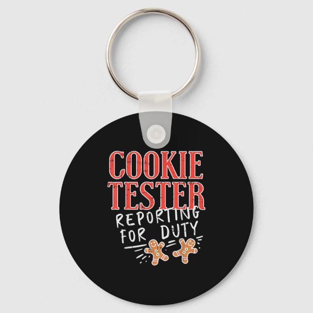 Cookie Tester Rerting Duty Funny Christmas Xmas Ki Key Ring (Front)