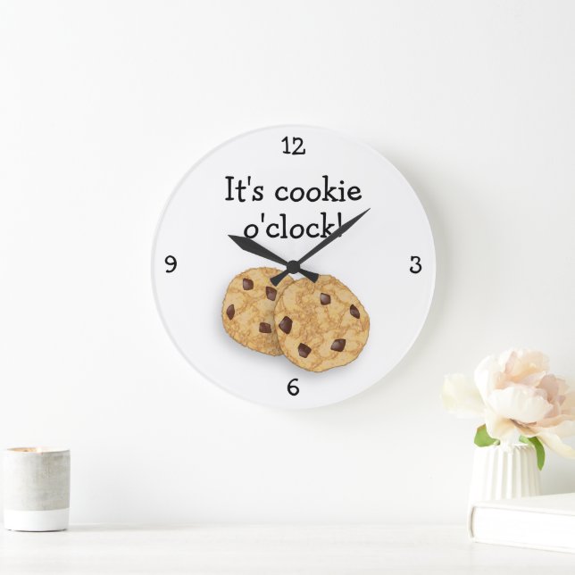 Cookie Time - Funny Food o'Clock choc chip treat Large Clock (Home)