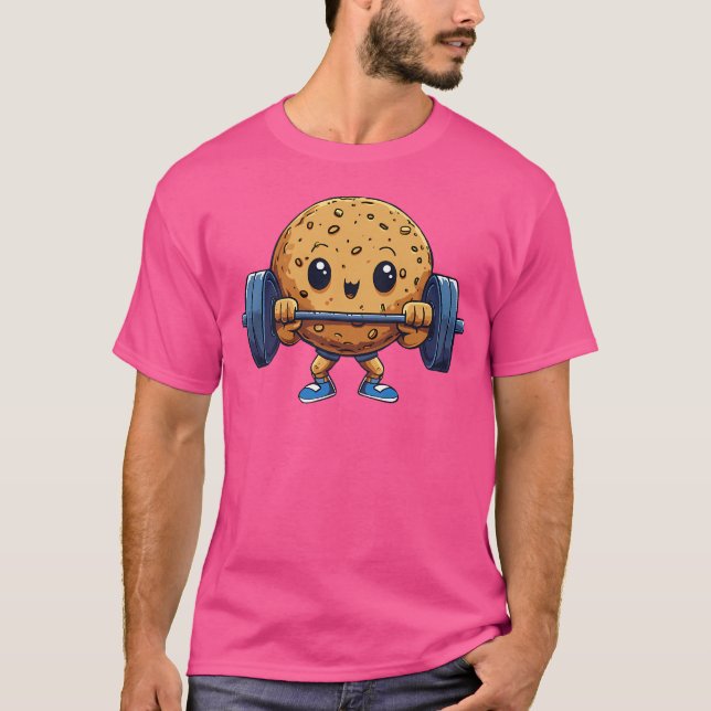 Cookie Weightlifting Barbell Workout Baking Weight T-Shirt (Front)