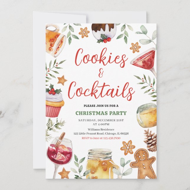Cookies and Cocktails Christmas Party Invitation (Front)