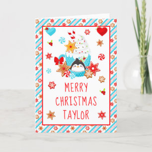 Cookies and Cocoa Blue Merry Christmas Holiday Card