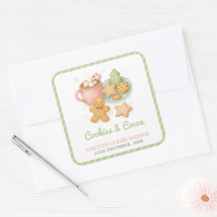 Cookies and Cocoa Christmas Baby Shower  Square Sticker