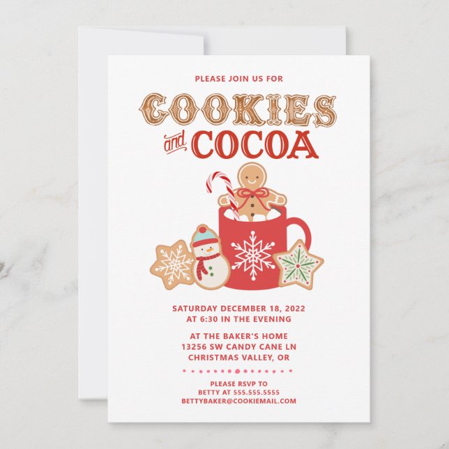 Cookies and Cocoa | Gingerbread | Party Invitation (Front)