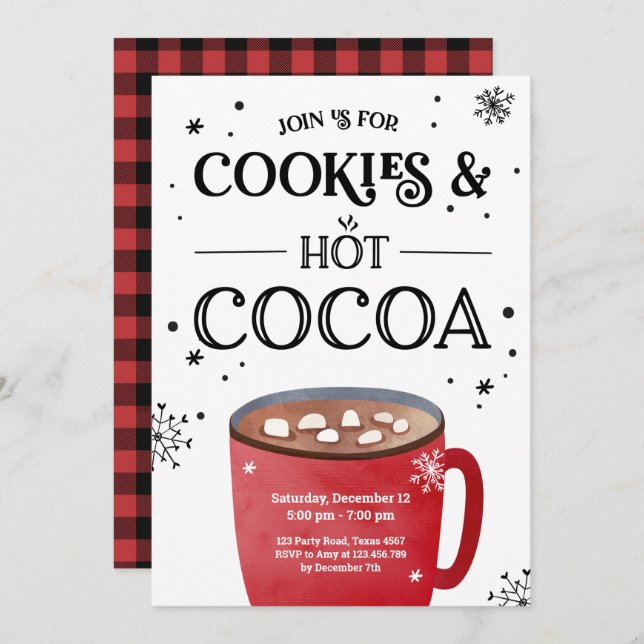 Cookies and Cocoa Holiday Christmas Hot chocolate Invitation (Front/Back)