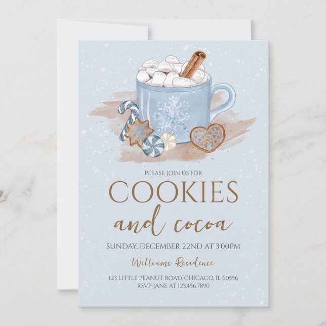 Cookies and Cocoa Holiday Party Invitation (Front)