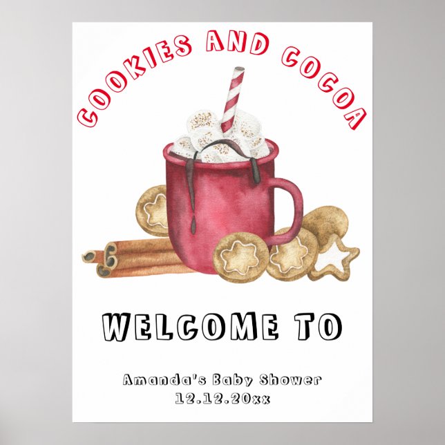 Cookies and cocoa marshmallows Baby shower Poster (Front)