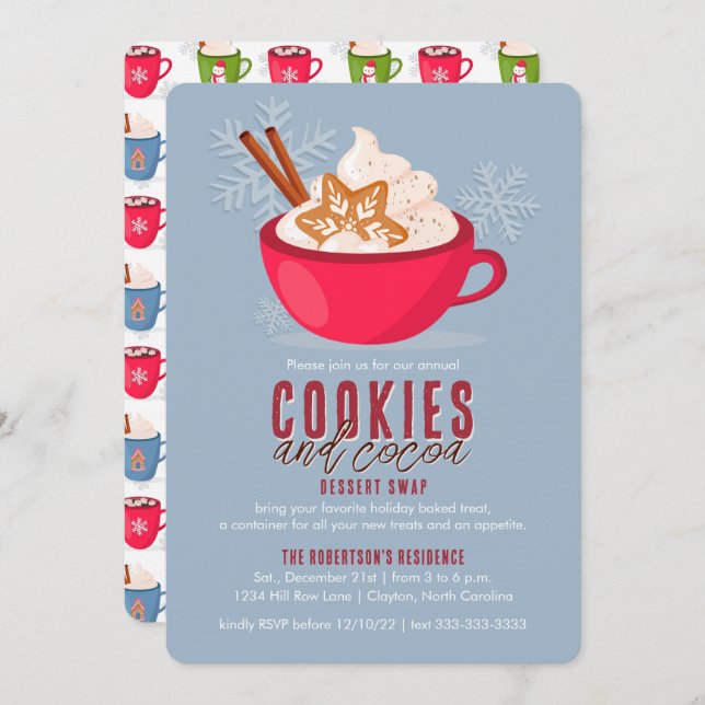 Cookies and Cocoa Taste of Christmas in a Mug Invitation (Front/Back)