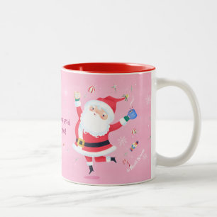 Cookies and Cocoa Time Cute Santa Two-Tone Coffee Mug