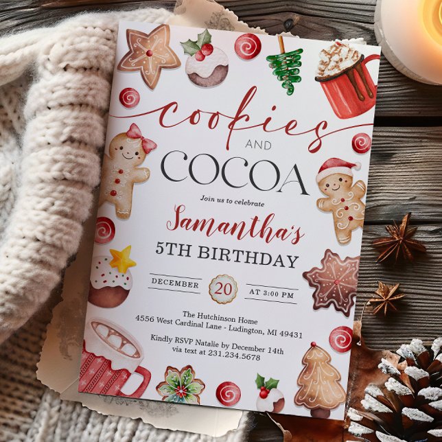 Cookies and Cocoa Winter Birthday Invitation (Cookies and Cocoa Winter Birthday Invitation
)