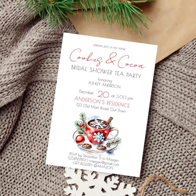 Cookies and cocoa winter bridal shower tea party invitation (Creator Uploaded)