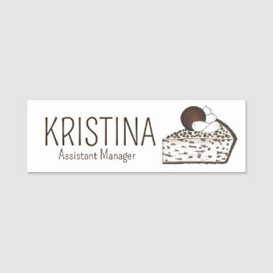 Cookies and Cream Pie Shop Dessert Slice Bakery Name Tag