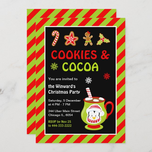 Cookies and Hot Cocoa Christmas Party Invitation (Front/Back)