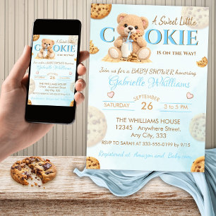 Cookies and Milk Baby Shower - Teddy Bear Baby Sho Invitation