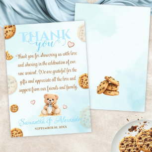 Cookies and Milk Baby Shower - Teddy Bear Baby Sho Thank You Card