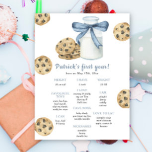 Cookies and Milk First Birthday Milestone Birthday Poster