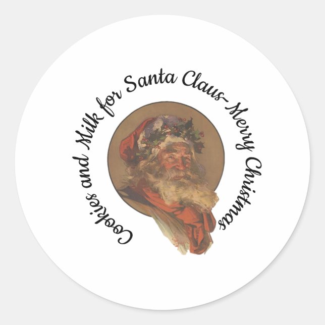 Cookies and Milk for Santa Claus -Merry Christmas Classic Round Sticker (Front)