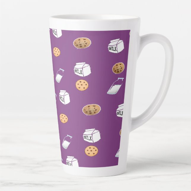Cookies and milk on purple latte mug (Right)