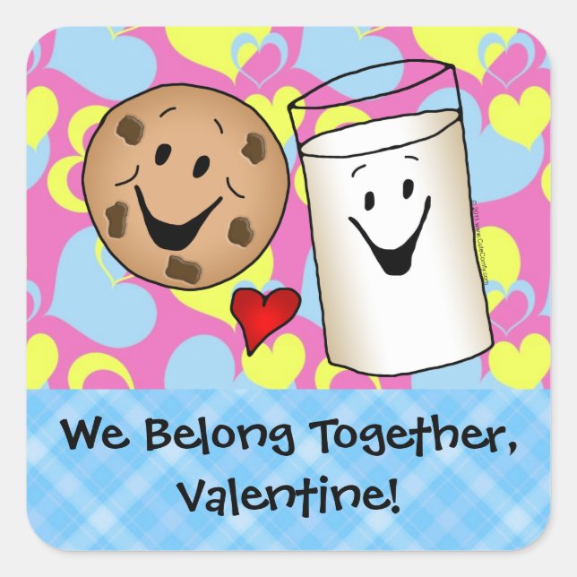 Cookies and Milk Valentine Square Sticker (Front)
