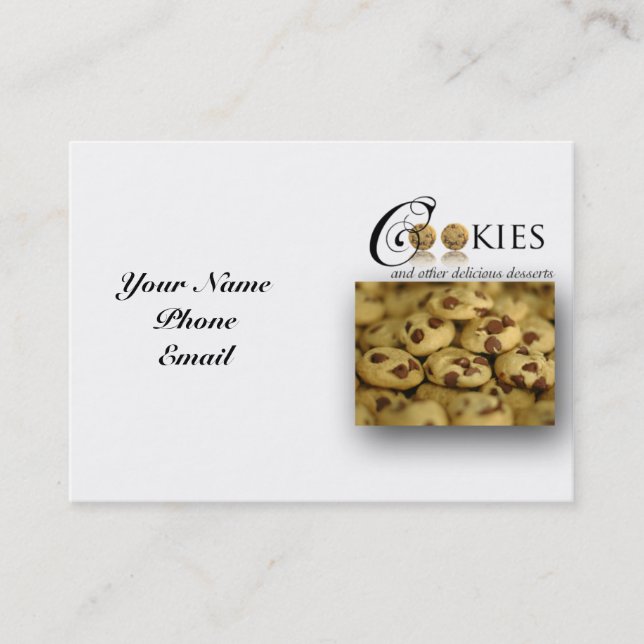 Cookies and Other Delicious Desserts on White Business Card (Front)