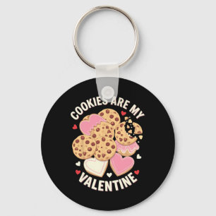 Cookies Are My Valentine Cute Chocolate Chip Heart Key Ring