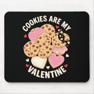 Cookies Are My Valentine Cute Chocolate Chip Heart Mouse Mat