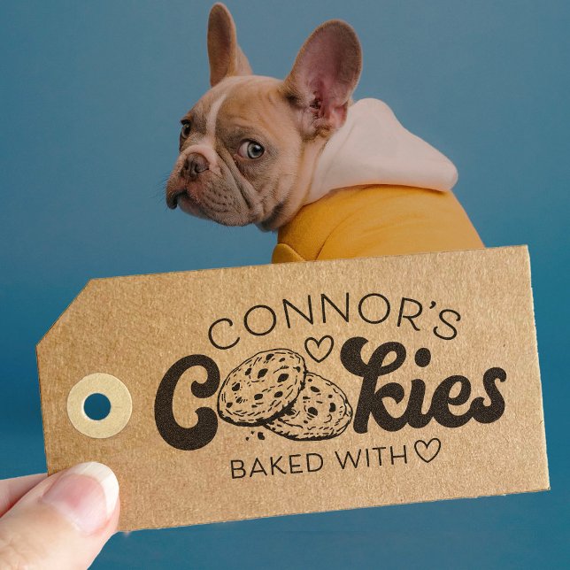 Cookies Backed With Love Heart Custom Name Rubber Stamp (Creator Uploaded)