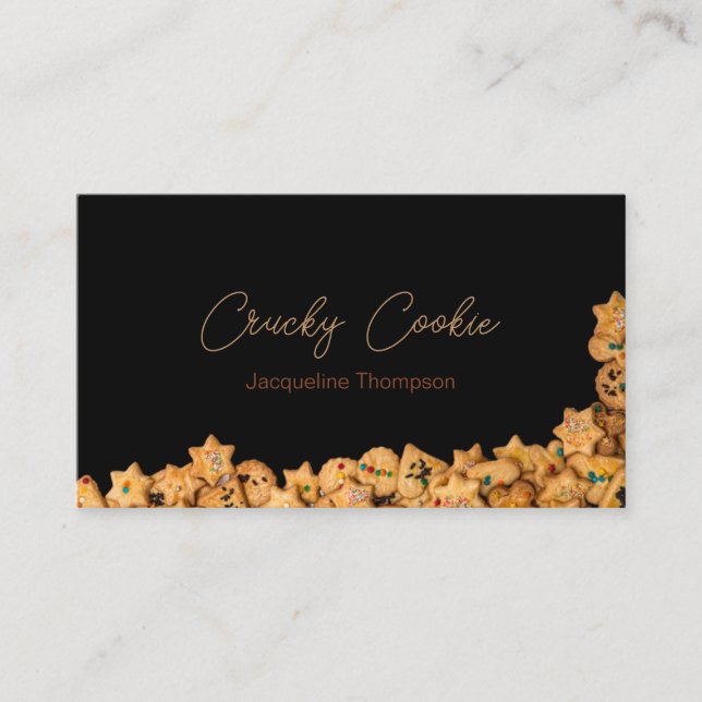 Cookies Bakery  QR Code Black Professional Business Card (Front)