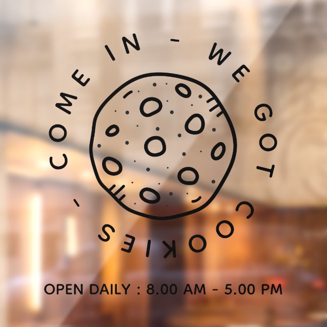 Cookies Bakery Store Simple Business Open Hours Window Cling (Sheet 2)